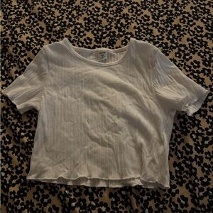 SHEIN Cream Ribbed Crop T-Shirt Short Sleeve